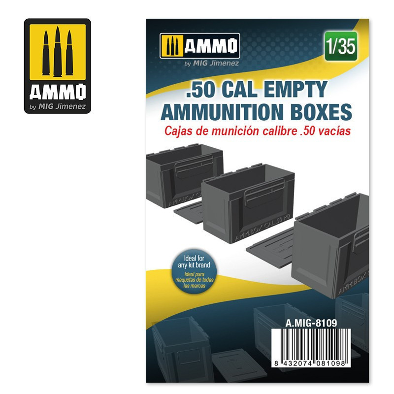.50 cal Empty Ammunition Boxes 8109 AMMO by Mig 1:35
