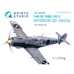 Bf 109E-1/E-3 3D-Printed & coloured Interior (for Eduard  kit) QD48086 Quinta Studio