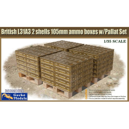 British L31A3 2 shells 105mm ammo boxes w/Pallet Set 35GM0020 Gecko Models 1:35