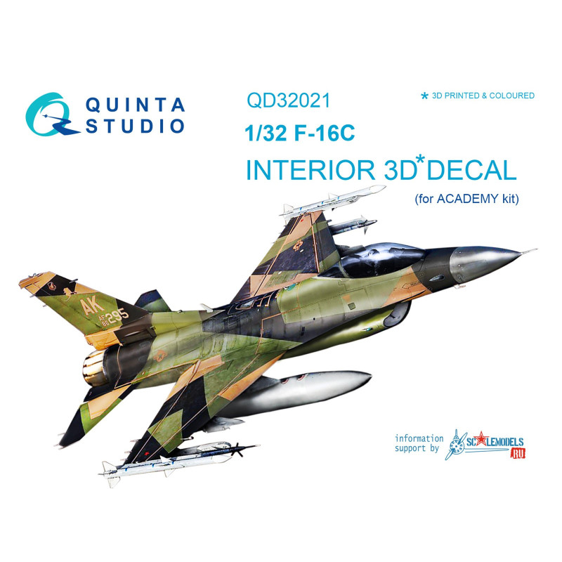 F-16C 3D-Printed & coloured Interior on decal paper (for Academy kit) 32021 Quinta Studio