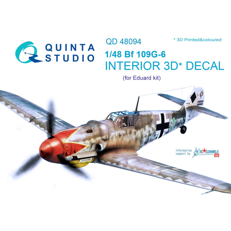 Bf 109G-6 3D-Printed & coloured Interior on decal paper (for Eduard  kit) QD48094 Quinta Studio