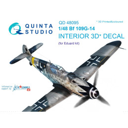 Bf 109G-14 3D-Printed & coloured Interior on decal paper (for Eduard  kit) QD48095 Quinta Studio