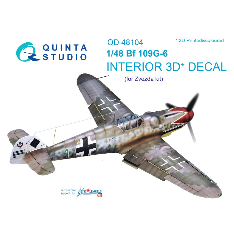 Bf 109G-6 3D-Printed & coloured Interior (for Zvezda  kit) QD48104 Quinta Studio