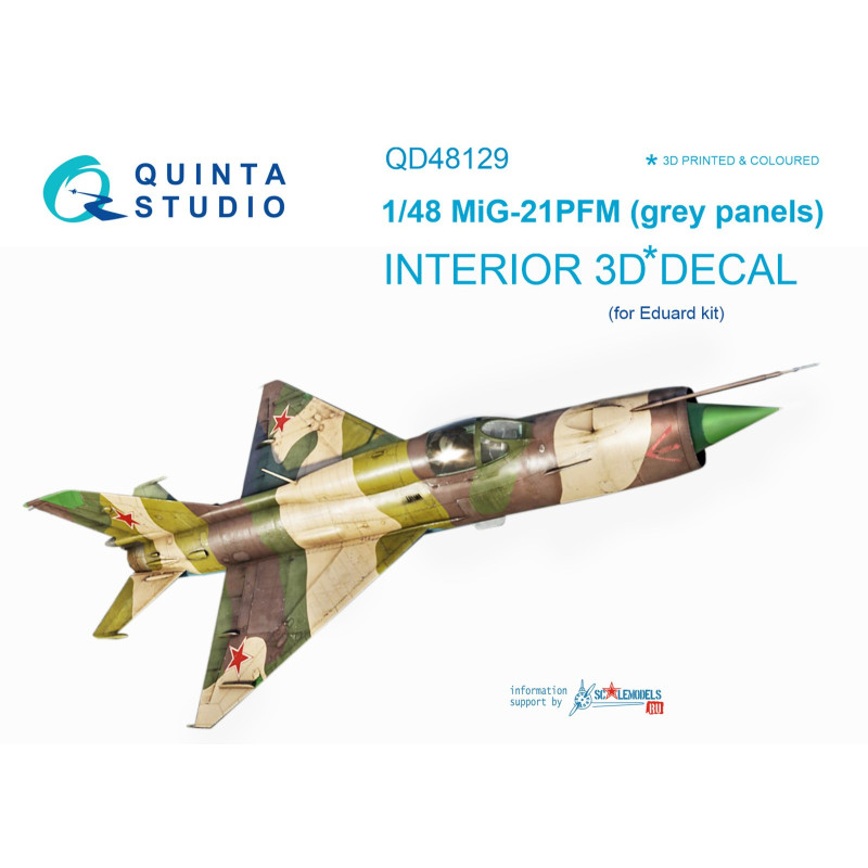 MiG-21PFM  (grey color panels) 3D-Printed & coloured Interior (for Eduard  kit) QD48129 Quinta Studio