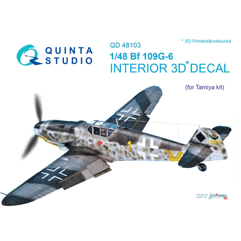 Bf 109G-6 3D-Printed & coloured Interior (for Tamiya  kit) QD48103 Quinta Studio