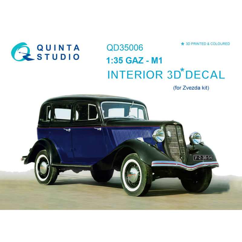 GAZ-M1 3D-Printed & coloured Interior (for Zvezda kits) QD35006 Quinta Studio
