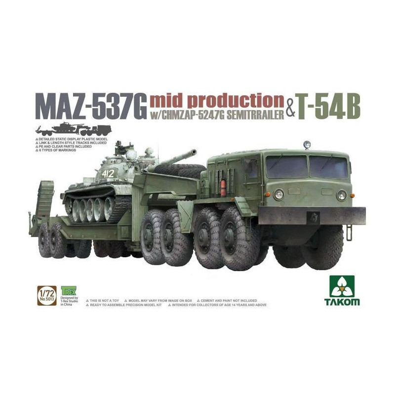 MAZ-537G mid production with CHMZAP-5247G Semitrailer & T-54B 5013 Takom 1:72