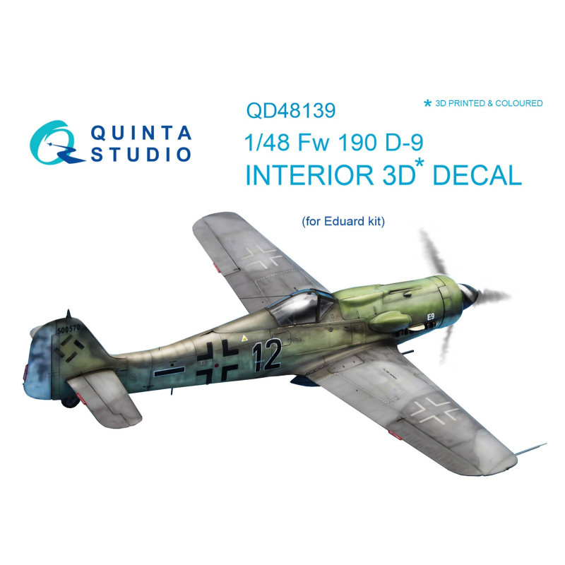 FW 190D-9 3D-Printed & coloured Interior on decal paper (for Eduard  kit) QD48139 Quinta Studio 1:48