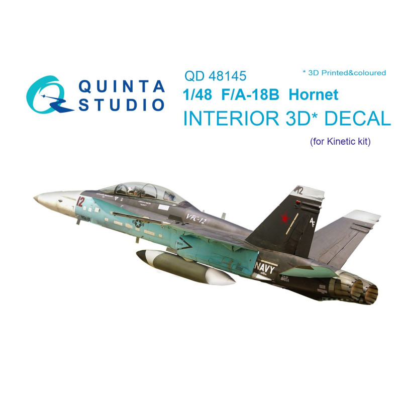 F/A-18B 3D-Printed & coloured Interior on decal paper (for Kinetic  kit) QD48145 Quinta Studio 1:48