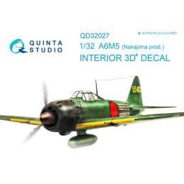 A6M5 (Nakajima prod.) 3D-Printed & coloured Interior (for Tamiya kit) QD32027 Quinta Studio 1:32