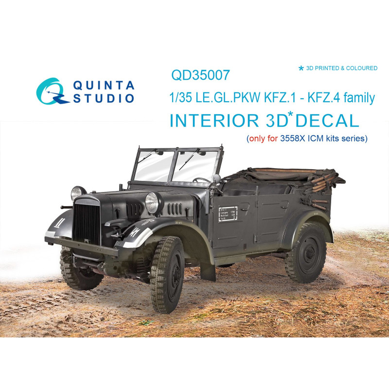 KFZ 1-4 3D-Printed & coloured Interior (for ICM kits) QD35007 Quinta Studio