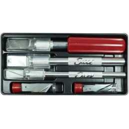 Set de cutter Boitier plastique inclus 3 cutters, et 13 lames assorties 44082 Excel Blades