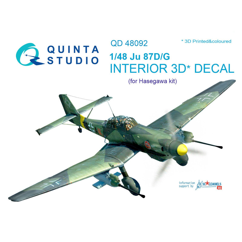 Ju 87D/G  3D-Printed & coloured Interior on decal paper (for Hasegawa kit) QD48092 Quinta Studio 1:48