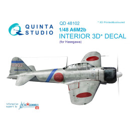 A6M2 3D-Printed & coloured Interior on decal paper (for Hasegawa kit) QD48102 Quinta Studio 1:48