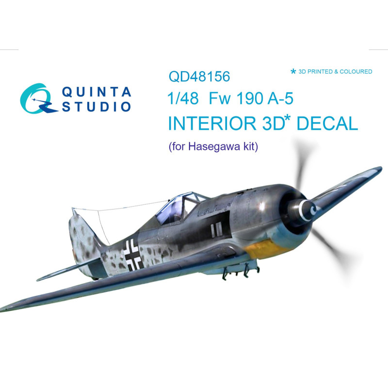 FW 190A-5  3D-Printed & coloured Interior on decal paper (for Hasegawa kit) QD48156 Quinta Studio 1:48