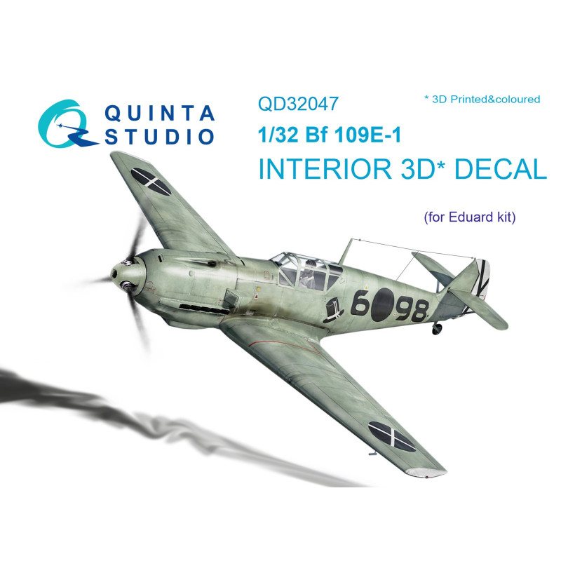 Bf 109E-1  3D-Printed & coloured Interior on decal paper (for Eduard kit) QD32047 Quinta Studio 1:32
