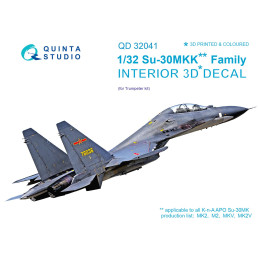 Su-30MKK 3D-Printed & coloured Interior on decal paper (for Trumpeter kit) QD32041 Quinta Studio 1:32