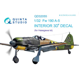 FW 190A-5  3D-Printed & coloured Interior on decal paper (for Hasegawa kit) QD32055 Quinta Studio 1:32