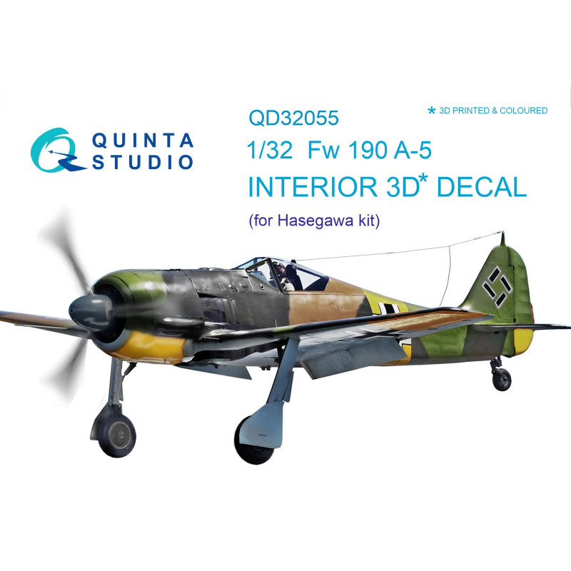 FW 190A-5  3D-Printed & coloured Interior on decal paper (for Hasegawa kit) QD32055 Quinta Studio 1:32