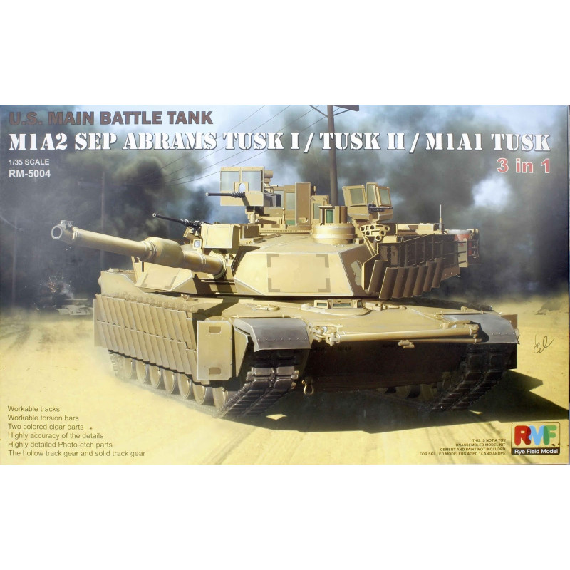 M1A2 SEP Abrams TUSK I / TUSK II / M1A1 TUSK 3en1 5004 Rye Field Model 1:35