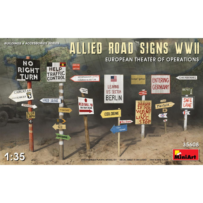 Allied Road Signs WWII European Theater of Operations 35608 MiniArt 1:35