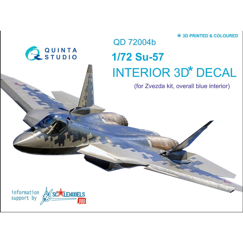 SU-57 3D-Printed & coloured Interior (for 7319 Zvezda kits) (blue panel colour) QD72004b Quinta Studio