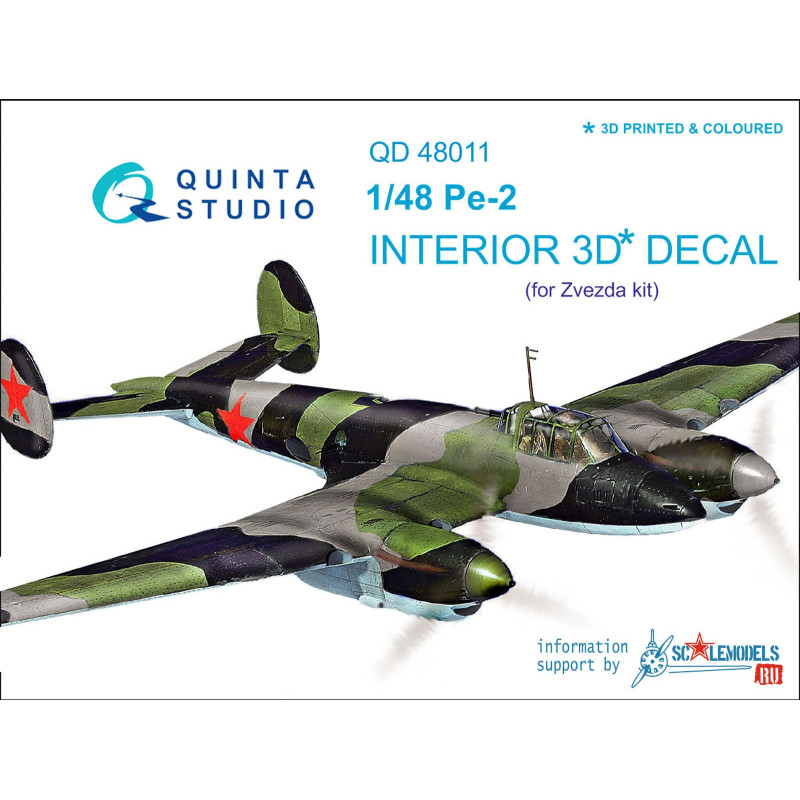 Pe-2 3D-Printed & coloured Interior (for Zvezda kits) QD48011 Quinta Studio