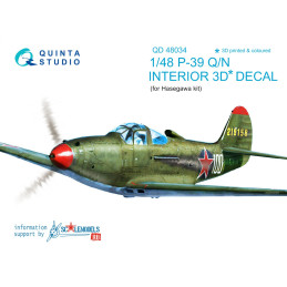 P-39Q/N  3D-Printed & coloured Interior (for Hasegawa kit) QD48034 Quinta Studio
