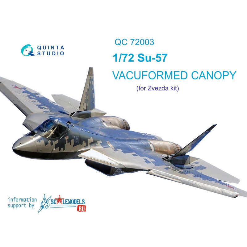 SU-57 vacuformed clear canopy, 2 pcs, (for  7319 Zvezda kits) QC72003 Quinta Studio