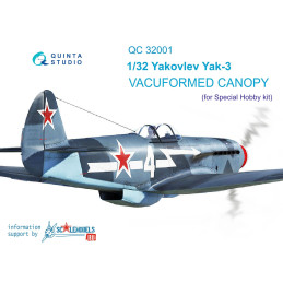 Yak-3 vacuformed clear canopy, open & close position (for Special Hobby kit) QC32001 Quinta Studio