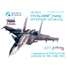 Su-30SM 3D-Printed & coloured Interior for Zvezda kit QD 72012 Quinta Studio 1:72
