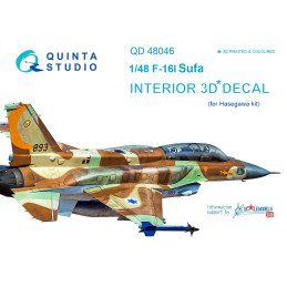 F-16I 3D-Printed & coloured Interior on decal paper (for Hasegawa kit) QD48046 Quinta Studio 1:48