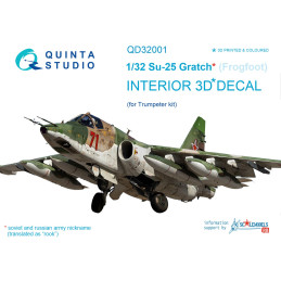 Su-25 3D-Printed & coloured Interior on decal paper (for Trumpeter kit) QD32001 Quinta Studio 1:32